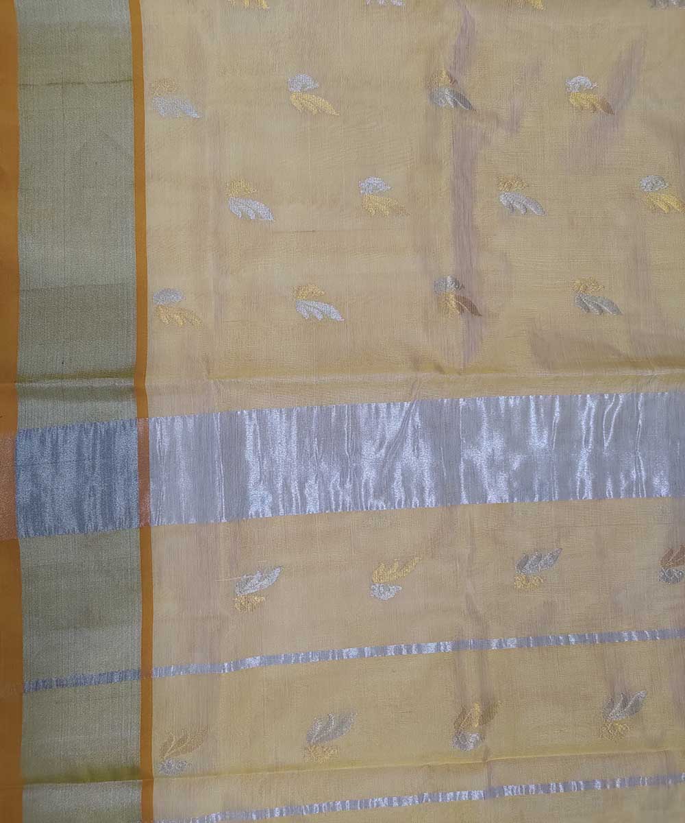 Beige with white zari handwoven venkatagiri cotton silk sari