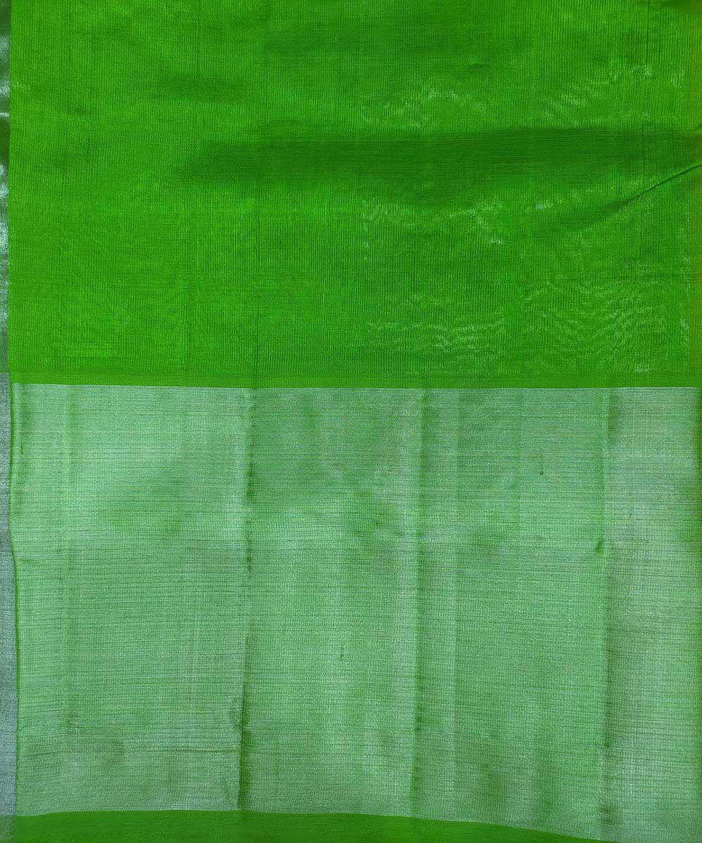 Red green with white zari handwoven venkatagiri cotton silk sari