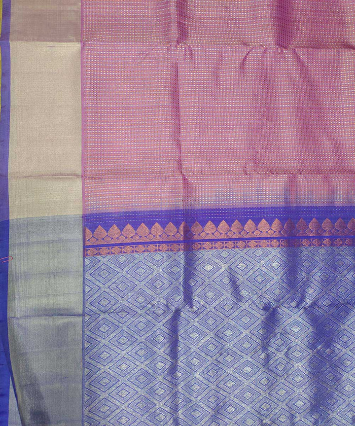 Light pink blue handwoven venkatagiri silk sari