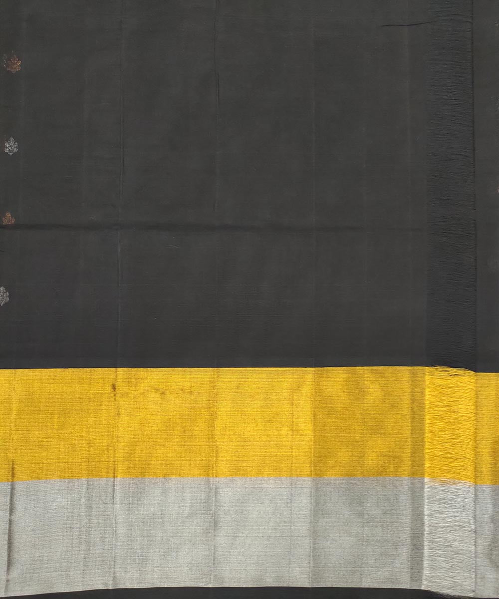 Black and gold white zari handloom cotton venkatagiri saree