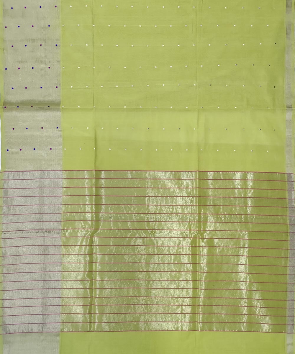 Light green silver zari handloom cotton venkatagiri saree