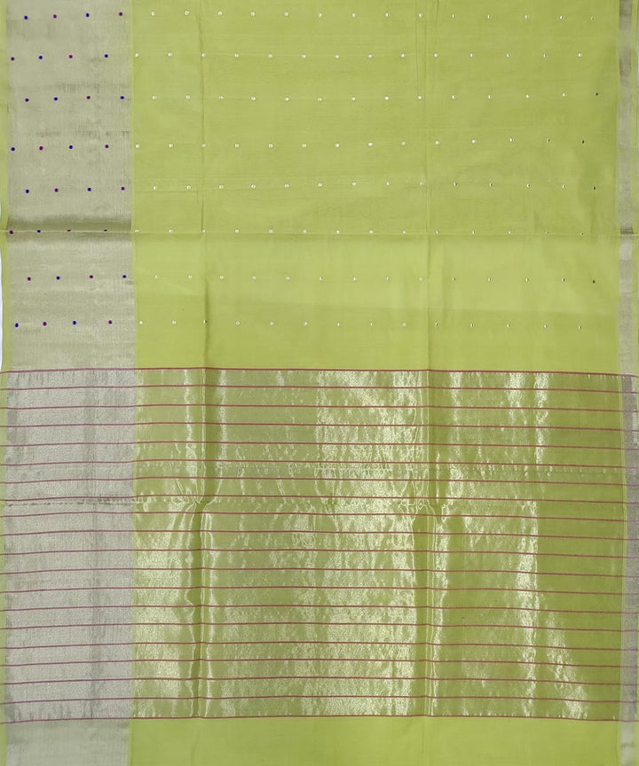 Light green silver zari handloom cotton venkatagiri saree