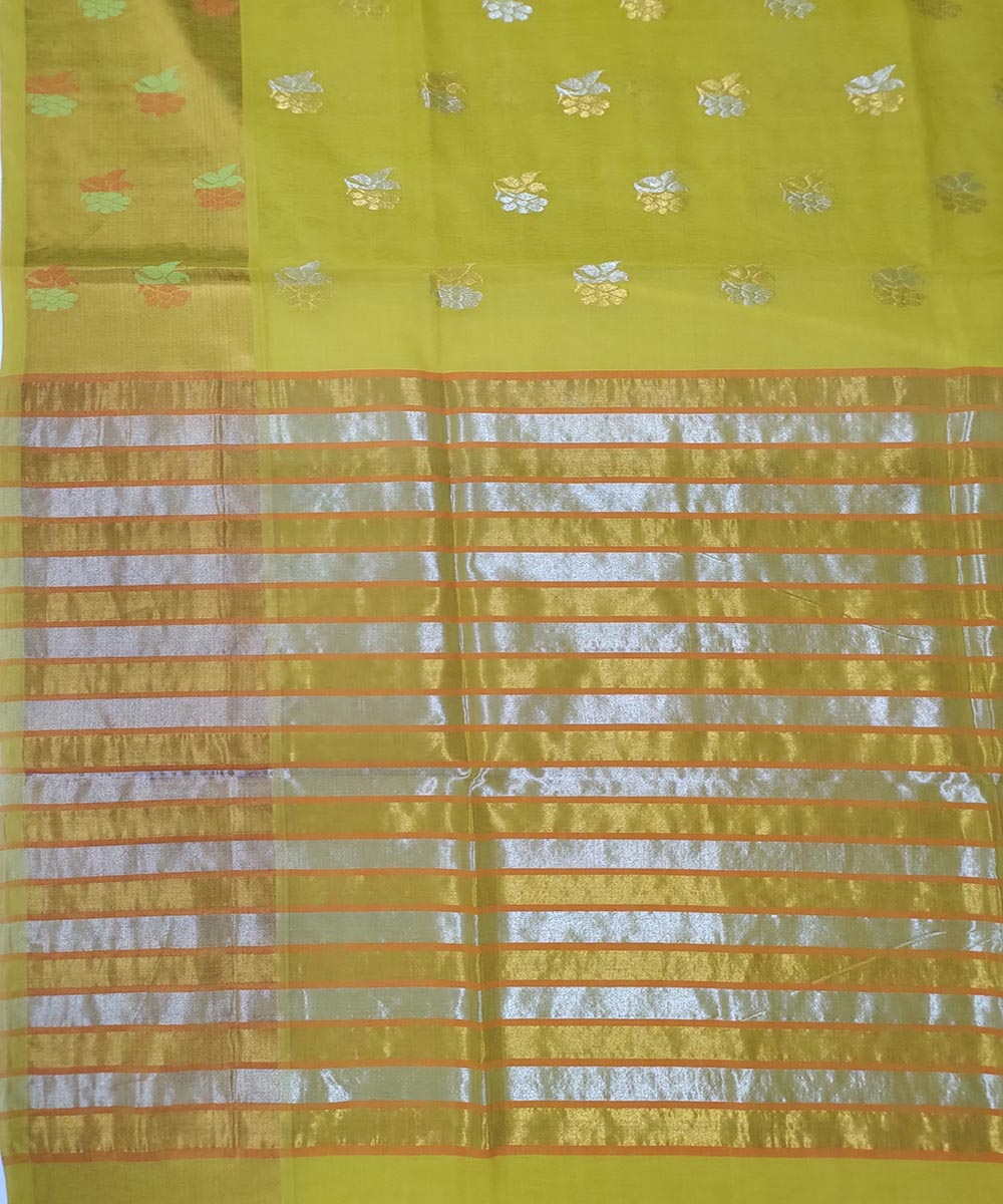 Mustard gold zari handwoven cotton venkatagiri saree