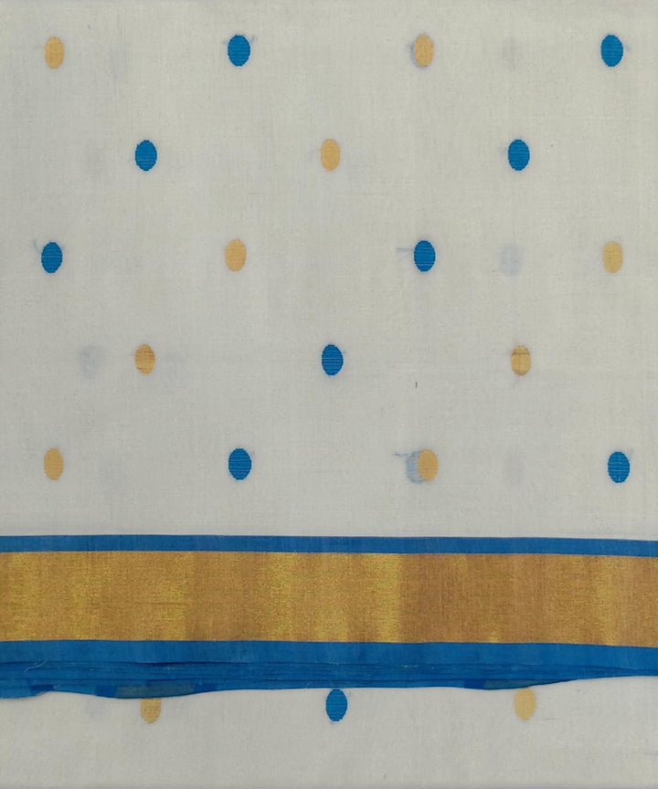 White blue handwoven cotton venkatagiri saree