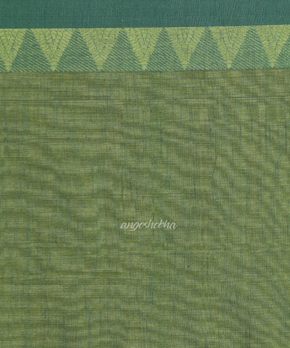 Olive Green Handwoven Cotton bengal saree