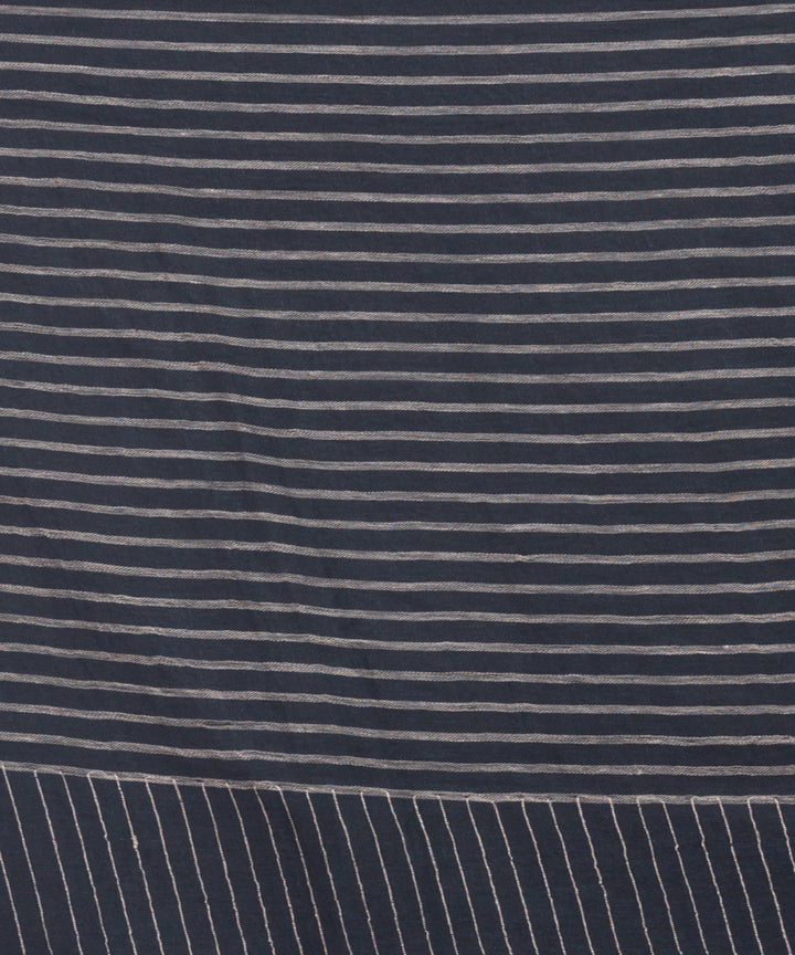 Grey Stripe Handwoven Linen bengal saree