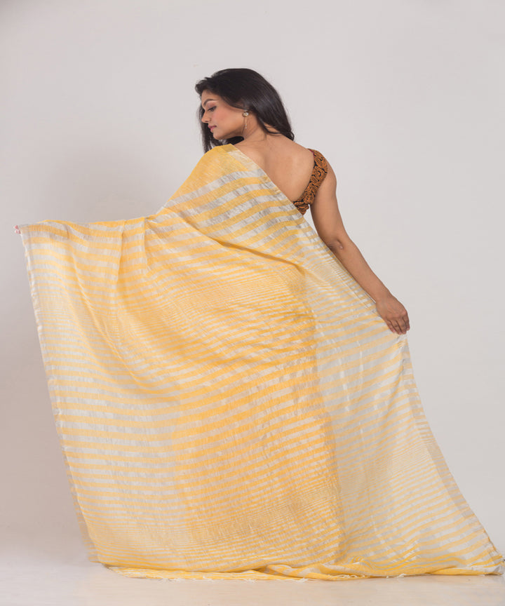Yellow Handwoven Linen bengal saree