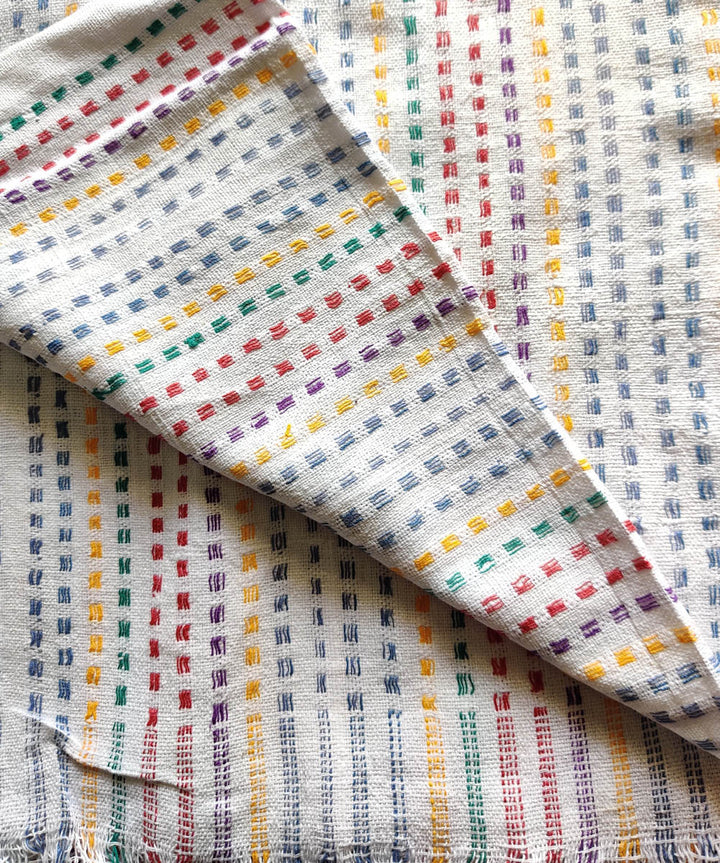 Multicolor stripe handspun handwoven cotton bath towel