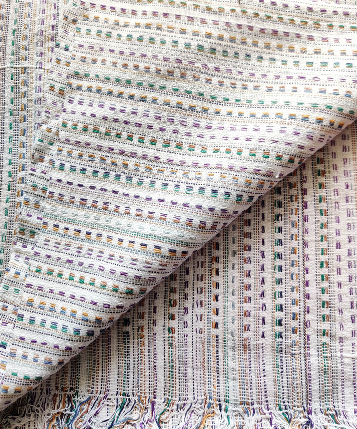 Multicolour stripe handspun handwoven cotton bath towel