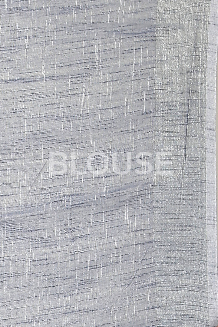 Blue grey handloom bengal cotton and linen saree