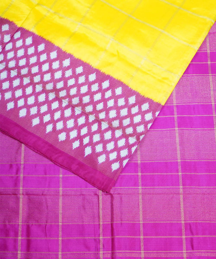 Handloom yellow ikkat silk pochampally saree