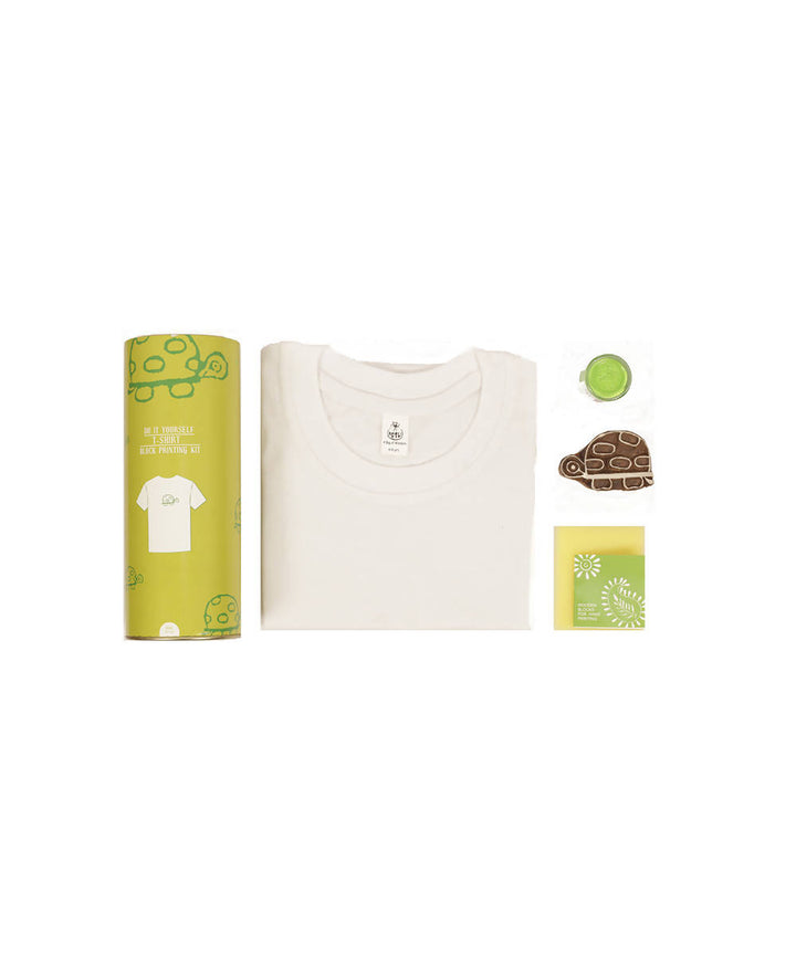 Handmade Wooden Block with Green Turtle Print DIY T-Shirt Craft Kit