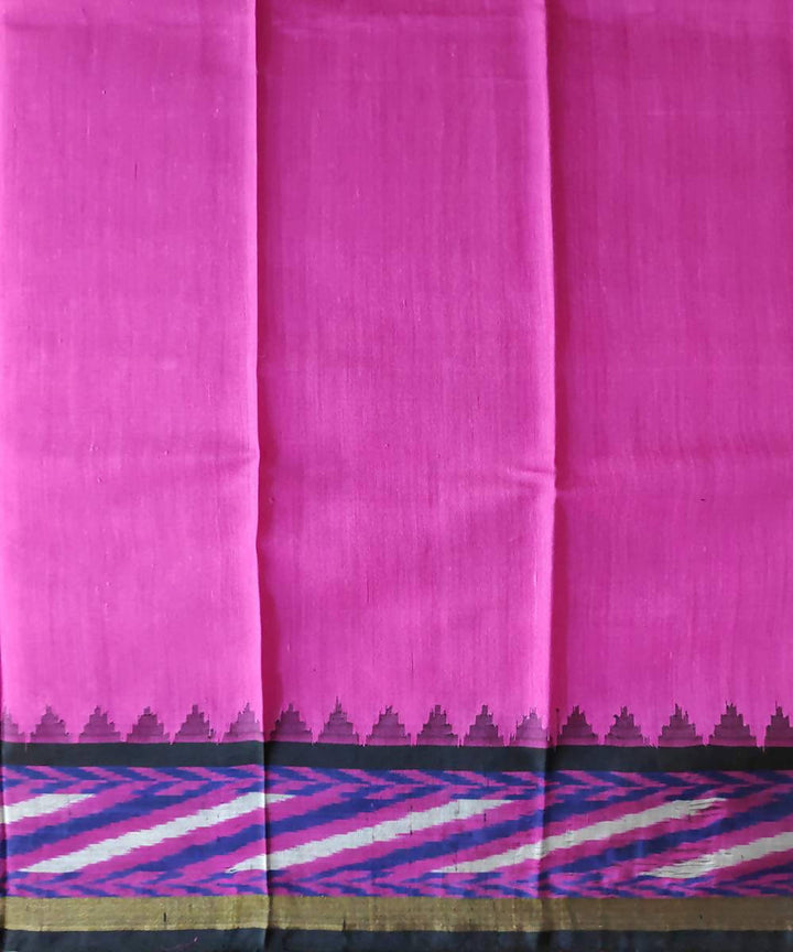 Light pink with navy blue handwoven gadwal silk saree