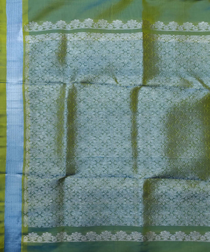 Moss green venkatagiri handwoven silk saree