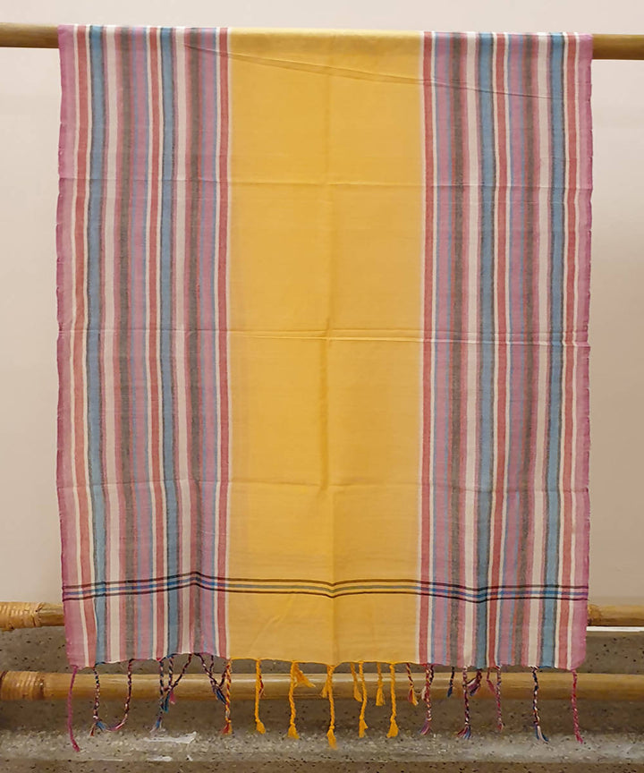 Yellow striped assam handloom cotton stole