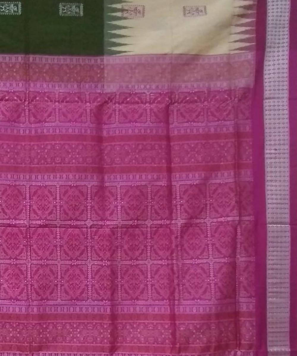 Multicolor pink handwoven bomkai silk saree