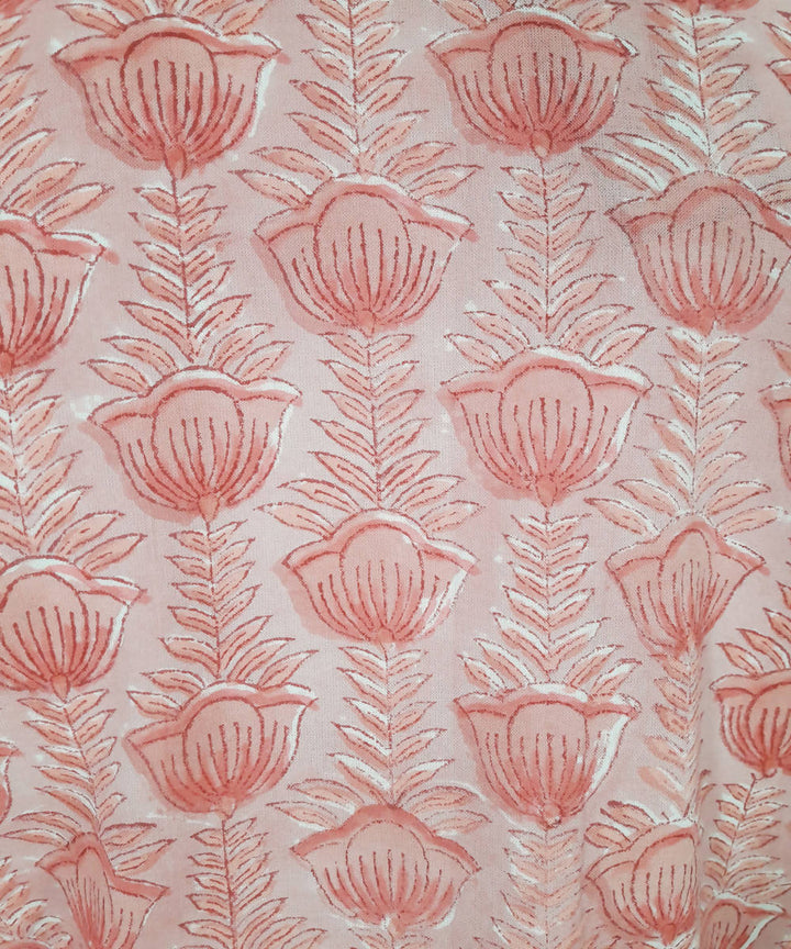 Pink cotton handblock printed kurti
