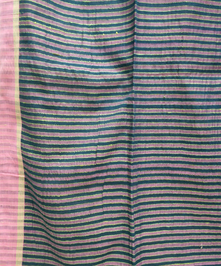 navy grey and pink handspun handwoven cotton bengal saree