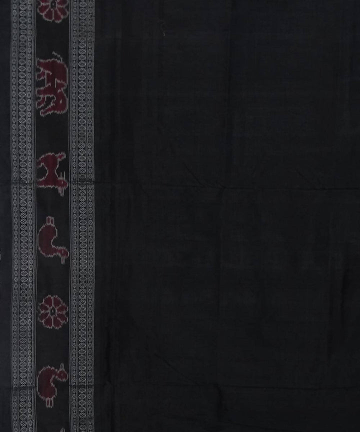 Handwoven blue black checked sambalpuri silk saree