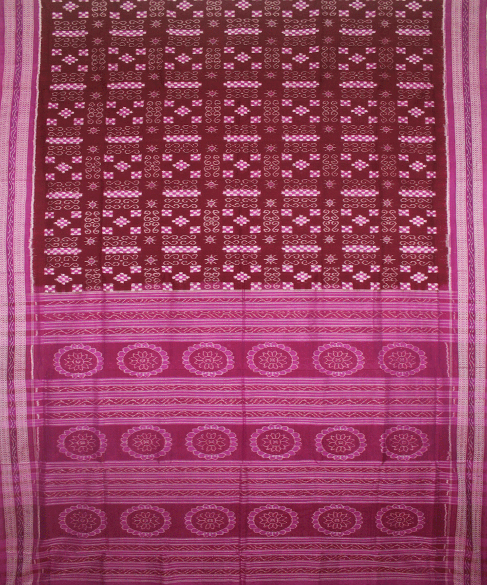 Maroon Pink Handwoven Pasapalli Cotton Saree