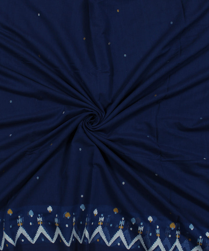 Blue hand loom bengal cotton jamdani fabric