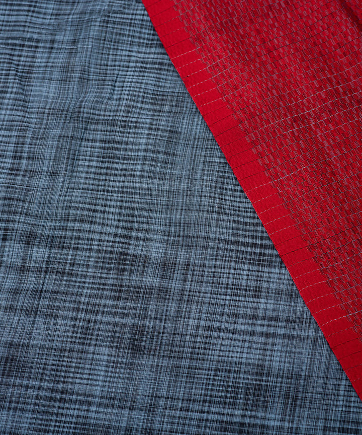 Handwoven dark grey red cotton tie dye fulia saree