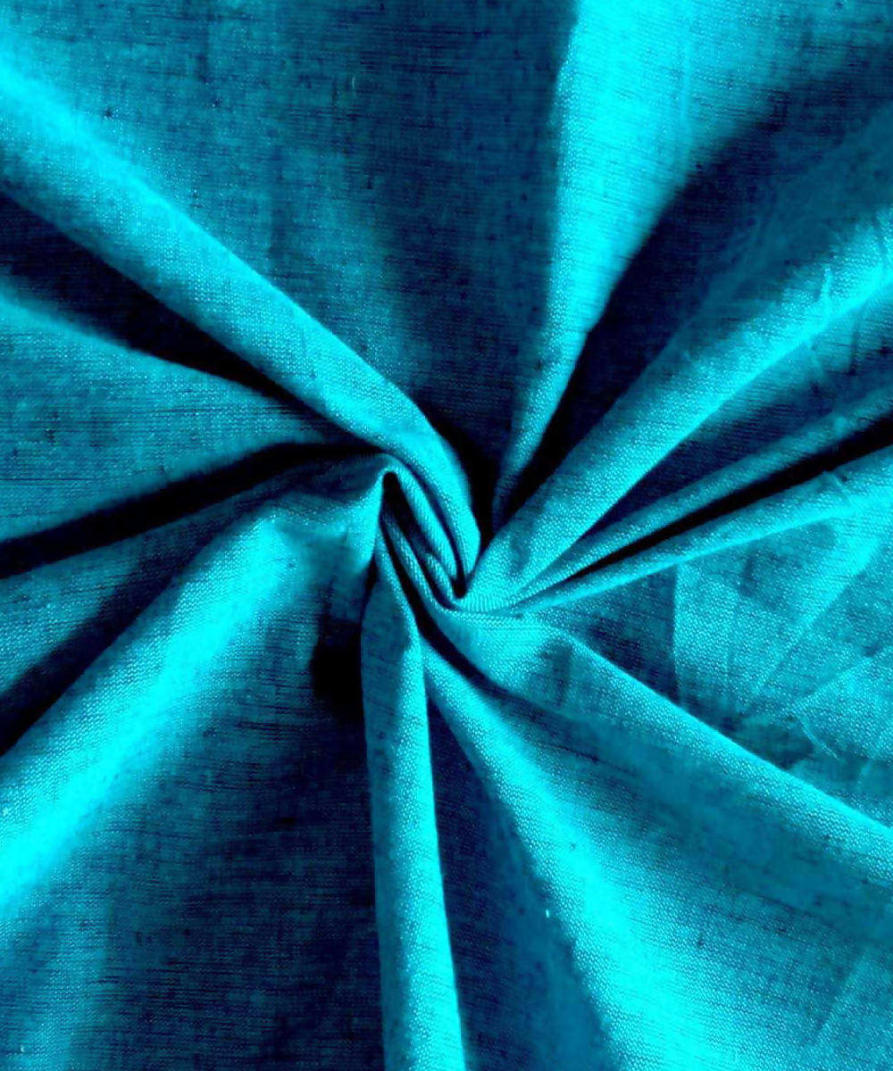 Peacock blue handspun handwoven cotton fabric (2.5m per qty)