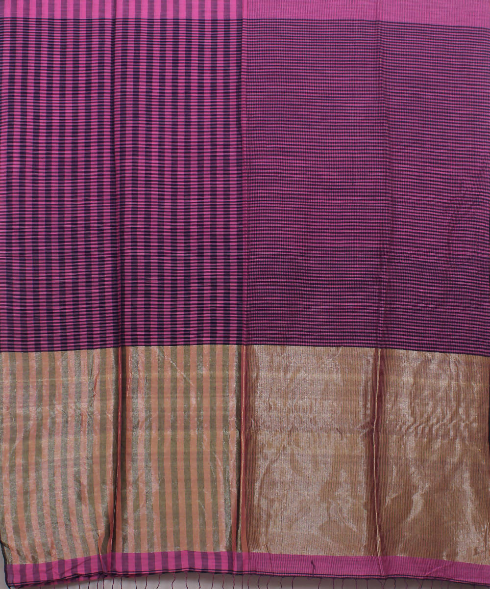 Bengal Handloom Pink Purple Cotton Saree
