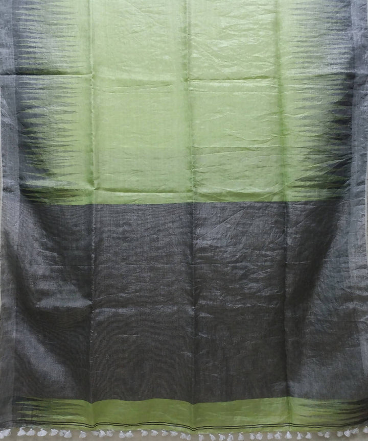 Electric green handwoven Linen tissue Saree
