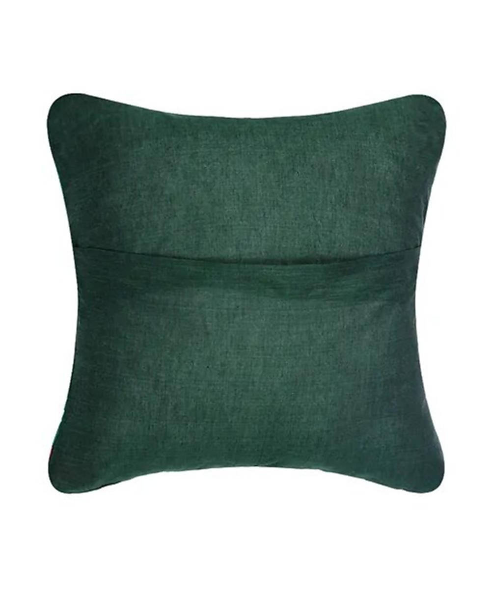 Blue green silk baluchari cushion cover