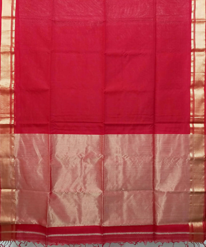 Red handwoven cotton silk saree