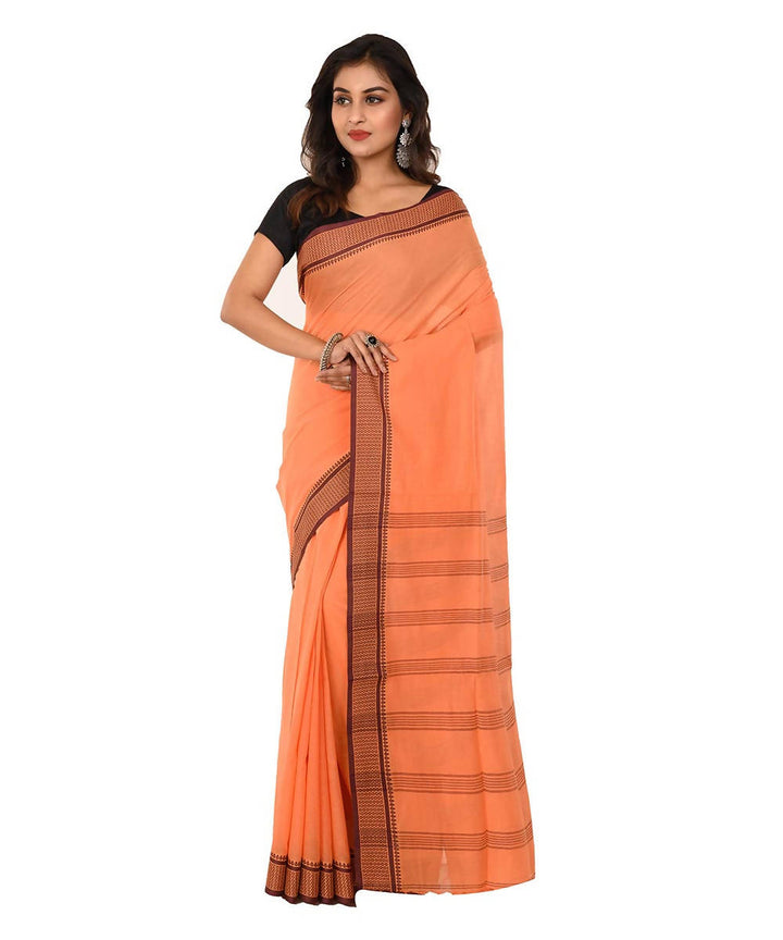 Bengal orange shantipur handloom cotton saree