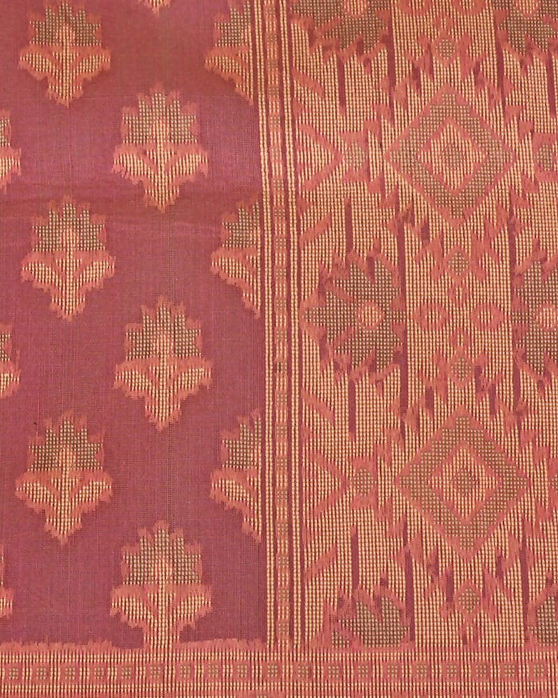 Red handwoven banarasi saree in cotton silk with woven thread work
