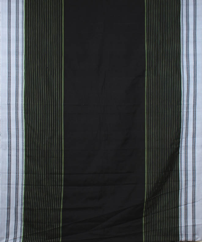 black grey handwoven gomi dadi border ilkal saree