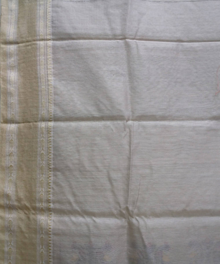 Natural beige handwoven tussar and matka silk bengal saree