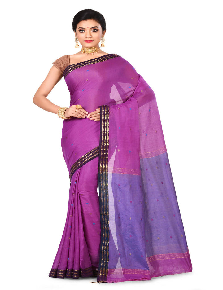 Purple Bengal Handloom cotton saree