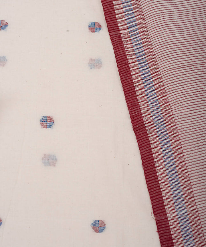 White butti handwoven cotton jamdani saree