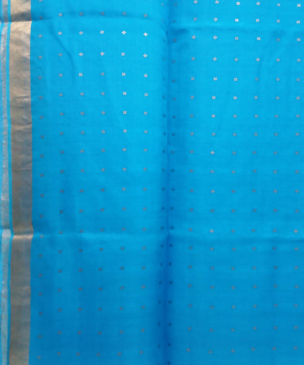 Bengal Sky Blue Handloom Sequin Silk Saree