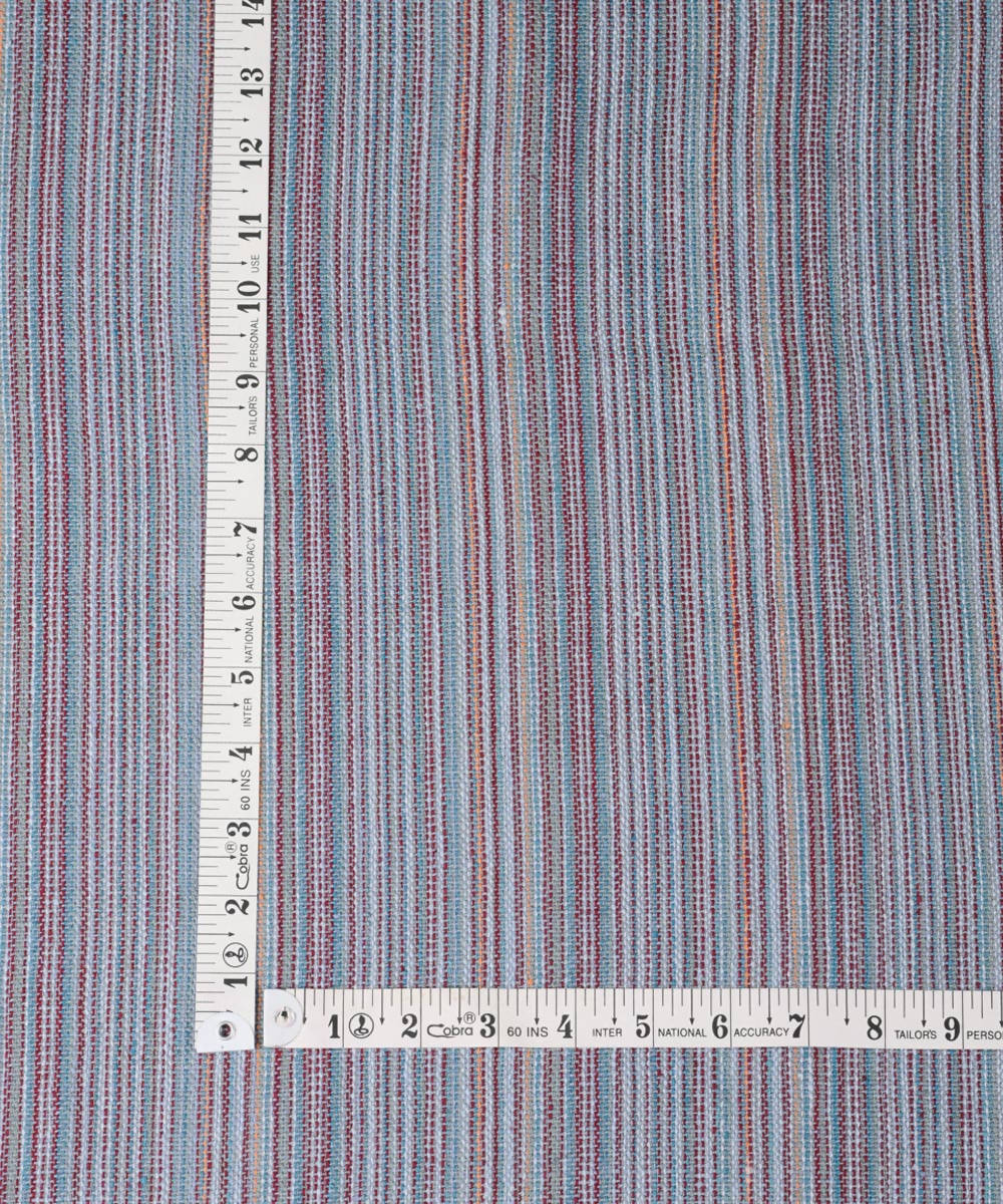 Multi colour striped handwoven cotton upholstery fabric