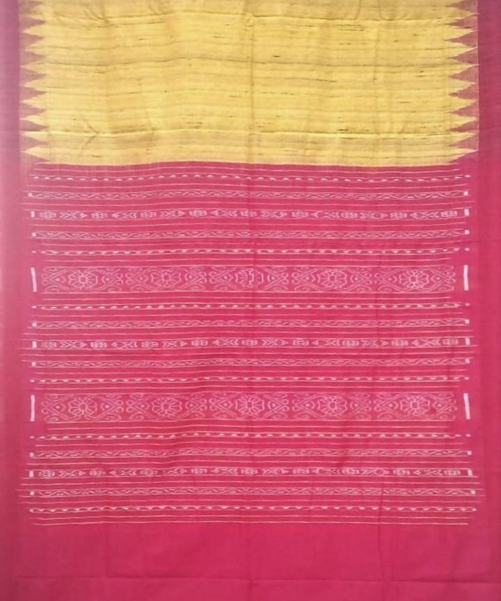 Yellow red handwoven gopalpur tussar silk saree