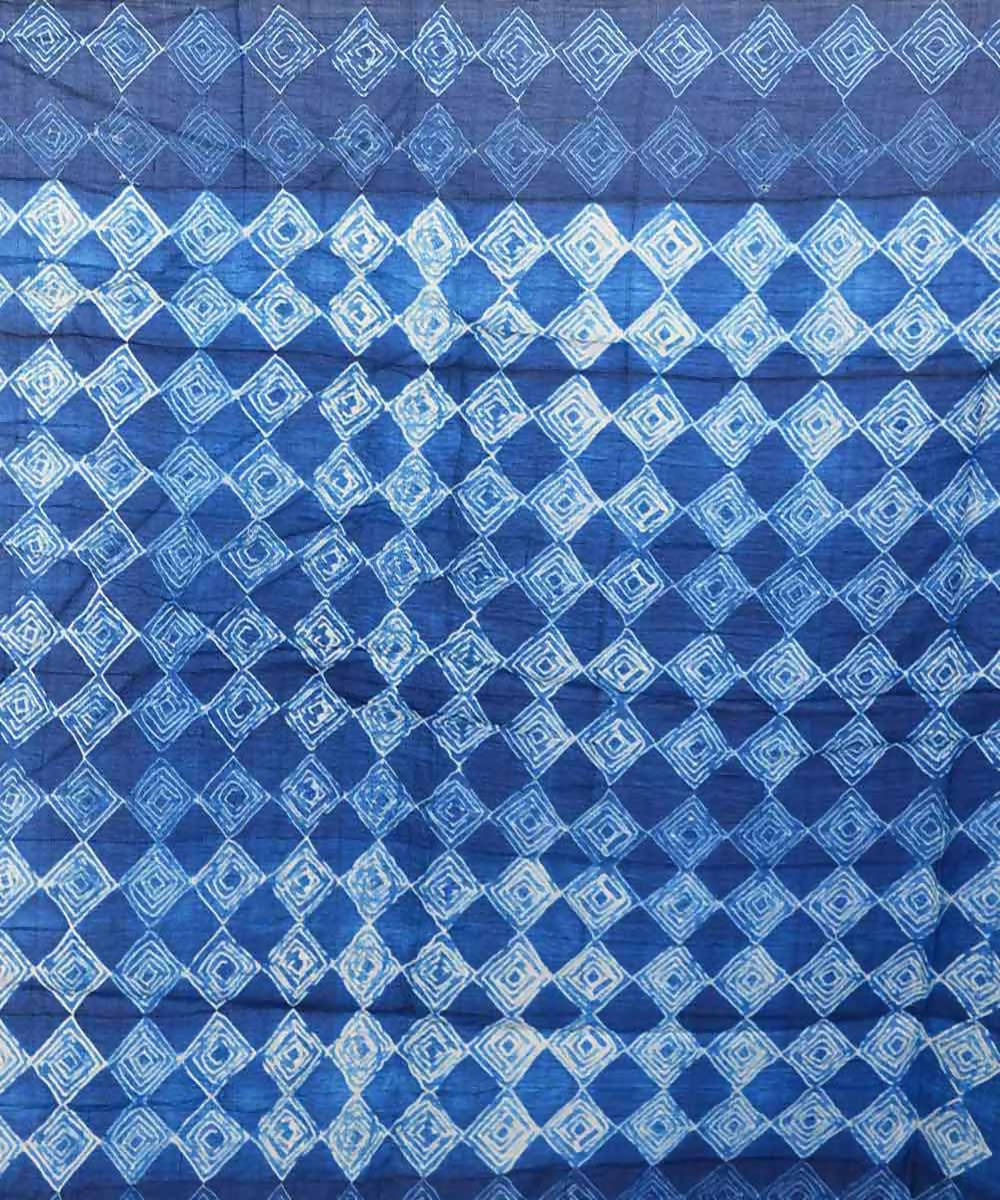 Blue shibori handwoven tussar silk saree