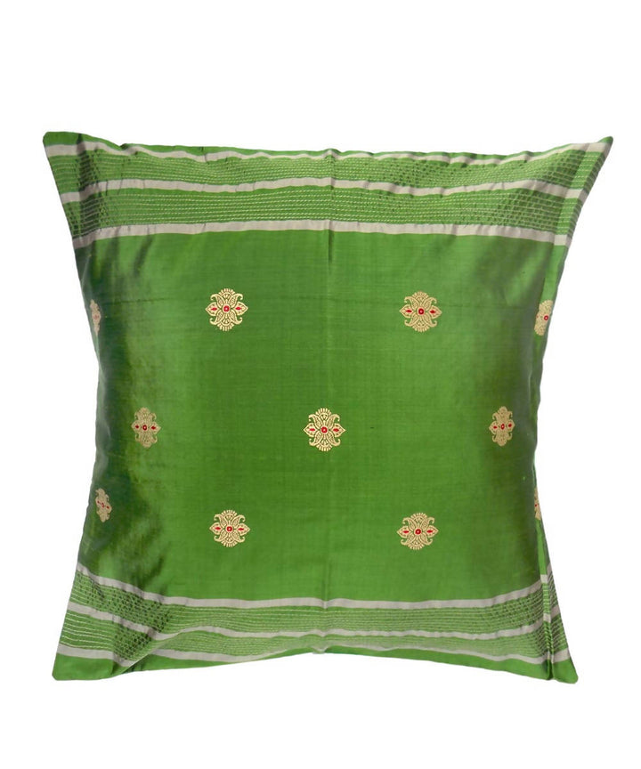 Light green hand embroidery silk cushion cover