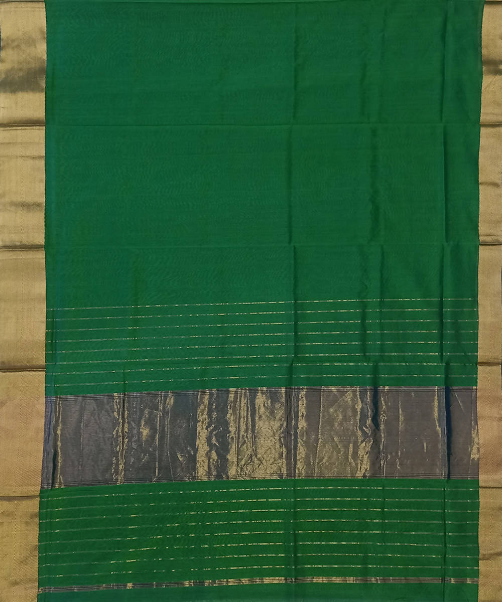Maheshwari Green Handwoven Cotton Silk Saree
