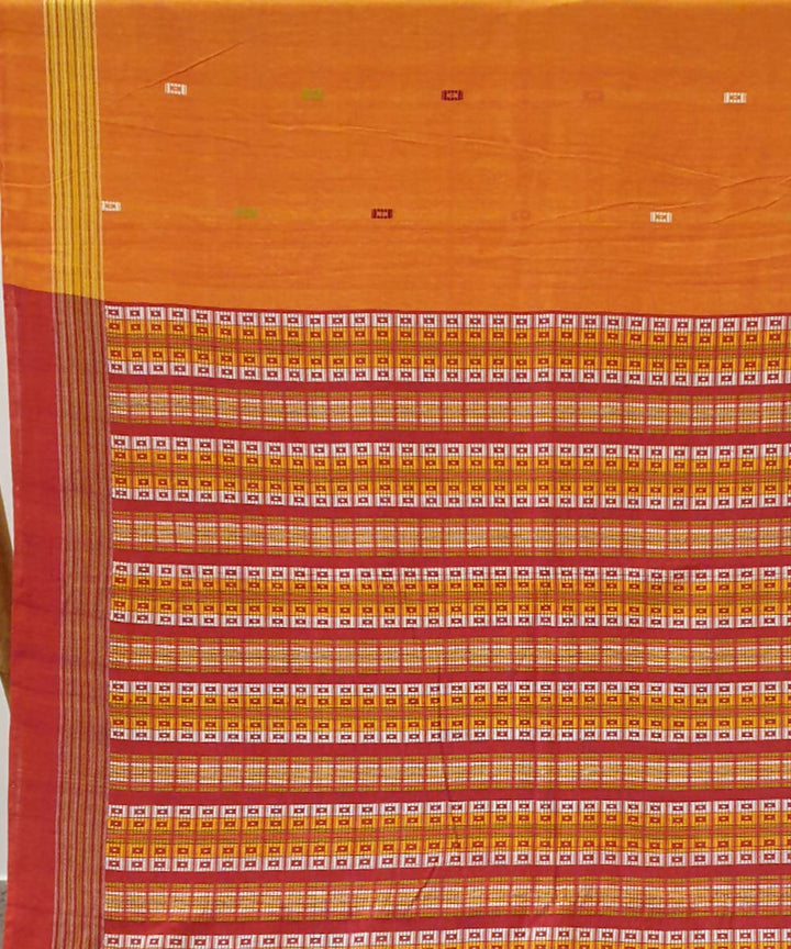 Orange handwoven cotton with eri and muga assam saree