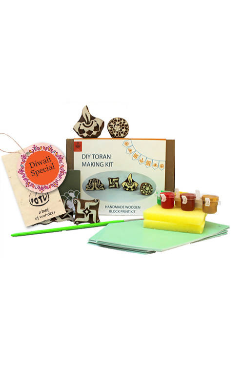 Potli handmade wooden block print craft kit diy toran making kit
