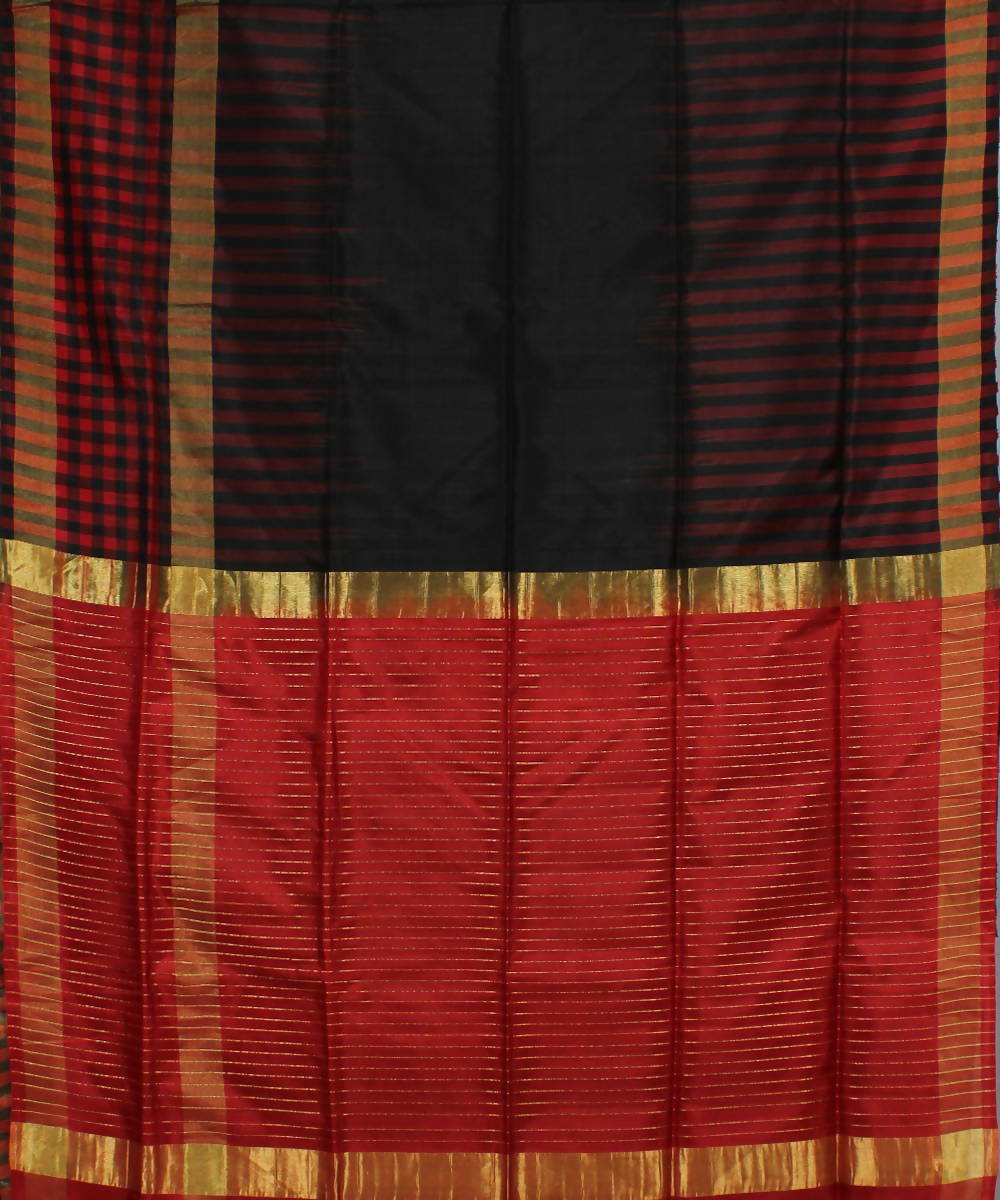 Black Red Karnataka Handloom Silk Saree