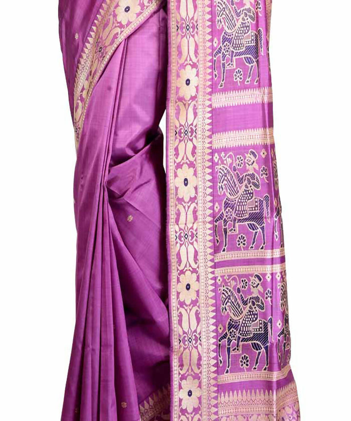 Onion purple handwoven baluchari silk saree