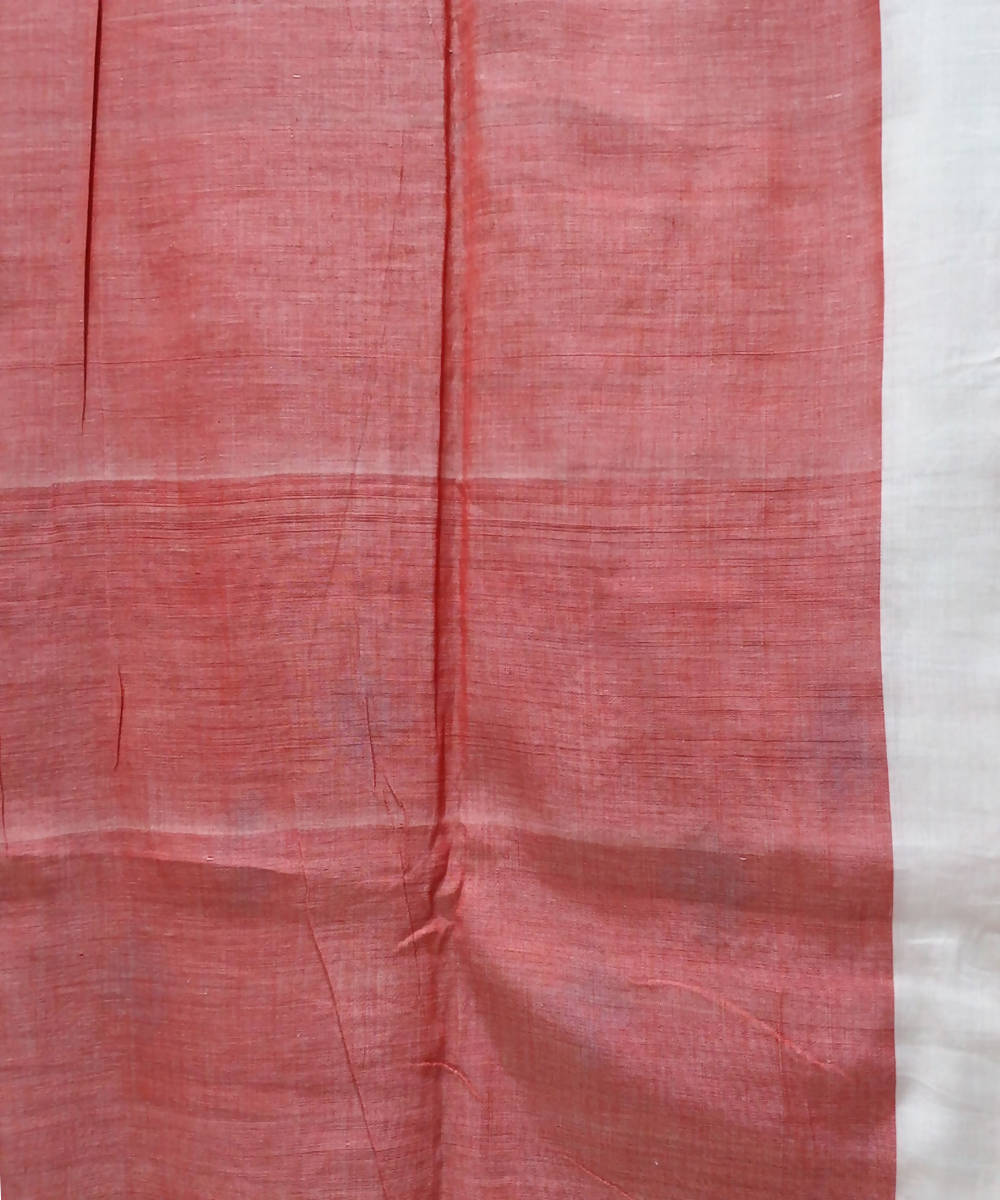Bengal handspun handwoven red cotton saree
