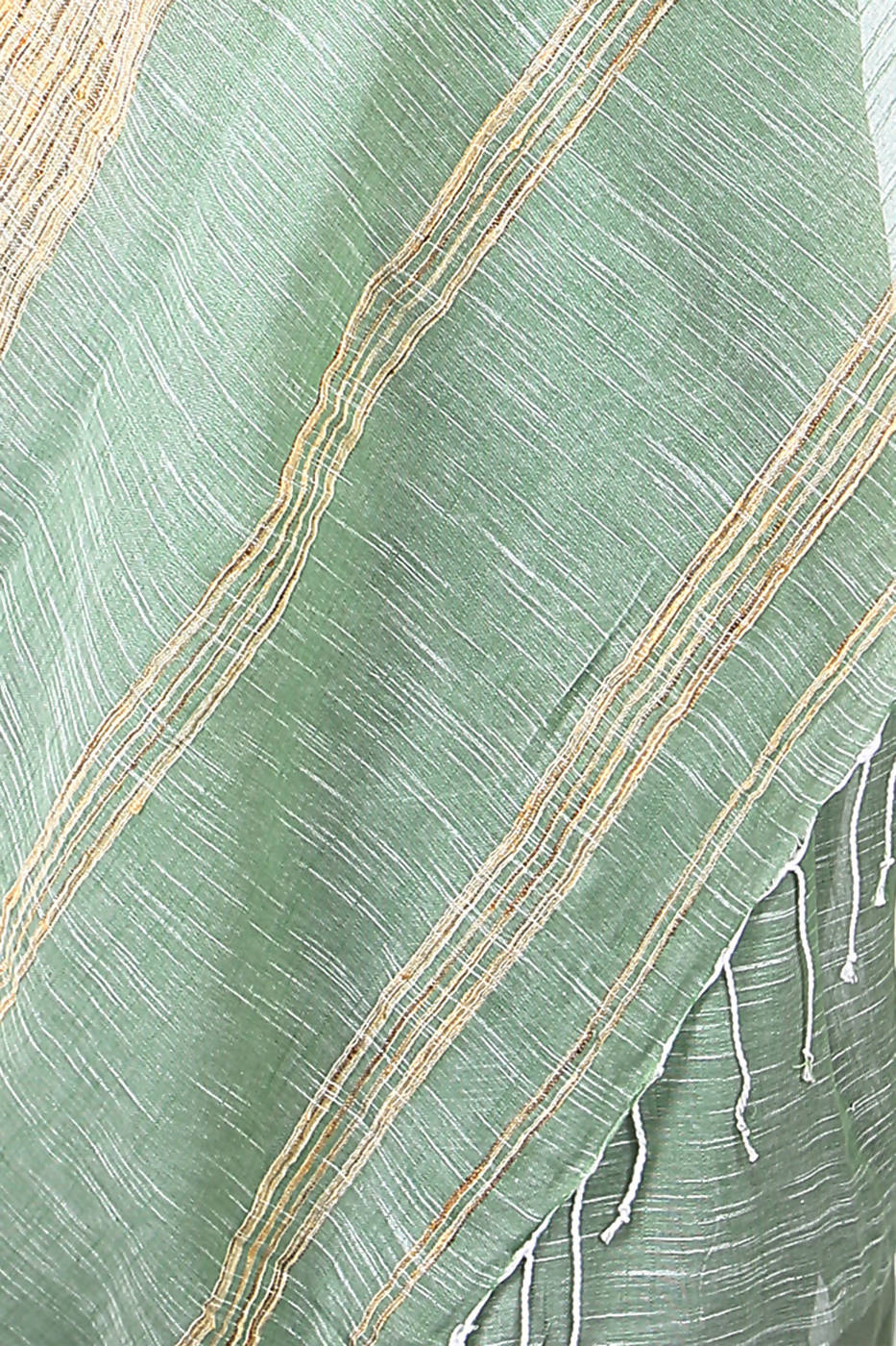 Pale blue handloom bengal cotton and linen saree