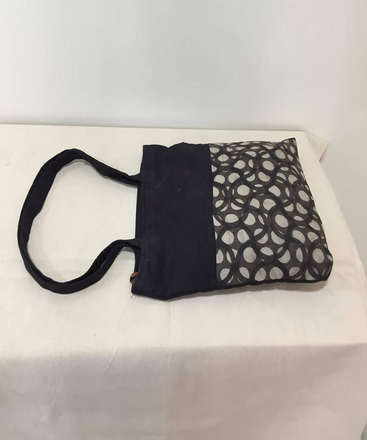Black ajrakh handblock printed tote bag